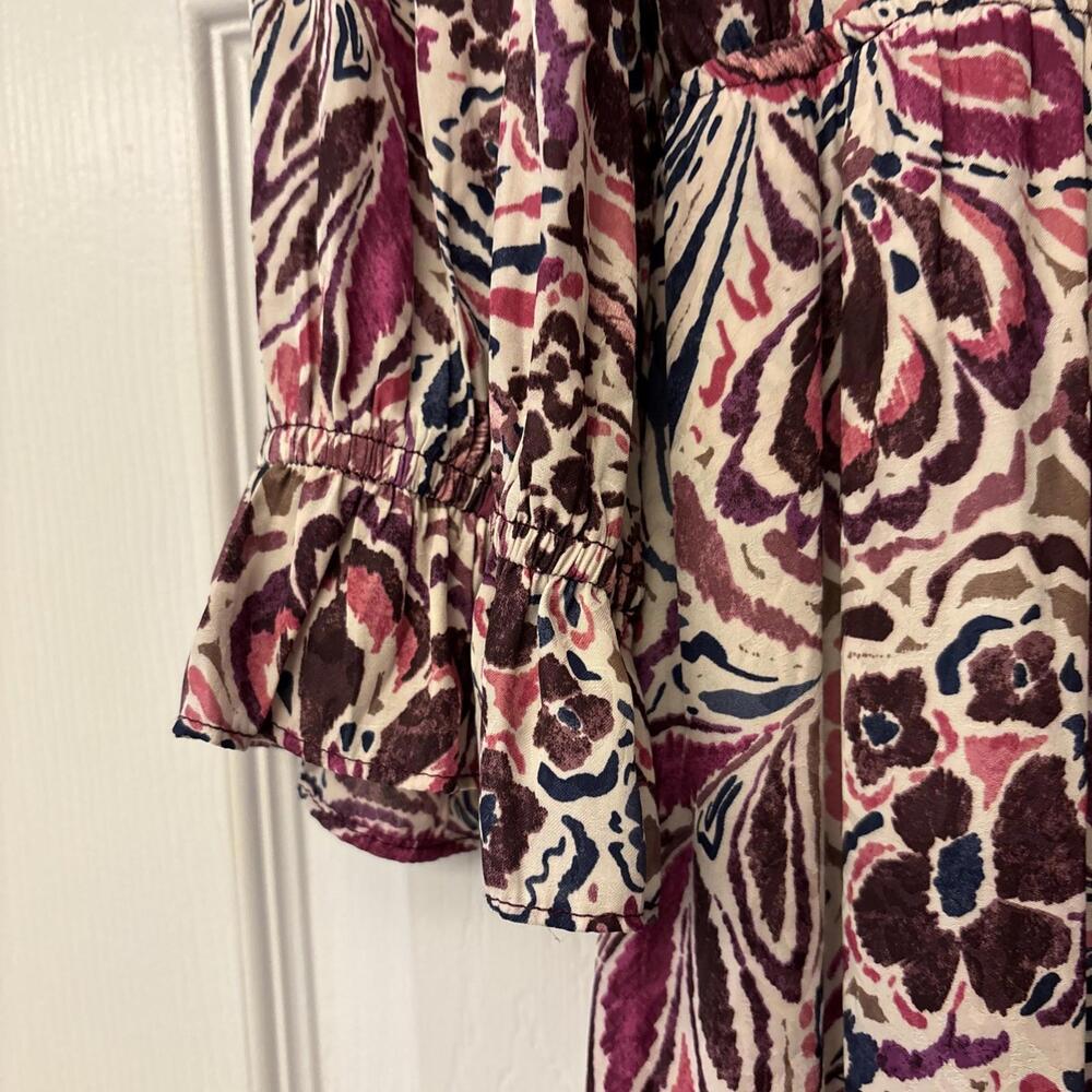 Skies Are Blue Floral Maxi Dress Woman’s M. Floral Burgundy Boho Peasant Layer - Picture 6 of 9